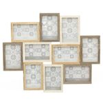 Large 10 Aperture Wooden Hanging Photo Picture Collage Multi Tonal Frame