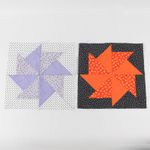 Lot of 2 Handmade Polka Dot Pinwheel Quilt Blocks 11" x 11"