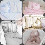 LUXURY BABY COT  HEART CUSHION + SQUARE CUSHION + QUILT LACE