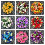 Rosebud and grass Artificial flower arrangements in grave /memorial/crem pots 