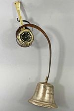 ANTIQUE BRASS SERVANT BELL  / FRONT DOOR BELL ON SPRING 1850 butler shop a