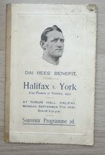 RARE PRE WAR RUGBY LEAGUE DAI REES BENEFIT PROGRAMME HALIFAX v YORK 1931
