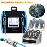 1Pc Rope With 6Pcs Hooks Non-Slip Rope with Roller Tensioner Lock Buckle Cable