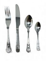 Kings Pattern Stainless Steel Cutlery Table Knives, Forks, Dessert Tea Spoons 12