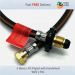 3 METER LONG LPG HOSE POL X W20 PIGTAIL GAS PIPE 3M LP PROPANE BOTTLE HANDWHEEL