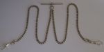 Vintage solid silver 19.3" double pocket watch albert chain necklace.T bar,clips