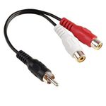 1 RCA Male Mono to 2 RCA Female Stereo Audio Splitter A/V Y Cable Lead