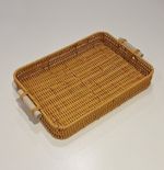 Wicker effect basket tray handmade faux rattan with handles