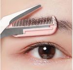 Eyebrow Trimmer with Built-In Comb - Stainless Steel Precision Grooming Scissors