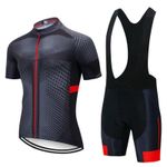 Mens Cycling Short Sleeve Jersey Bib Shorts Set Lightweight Breathable Quick-dry