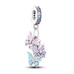 Three Butterflies Dangle Charm For Bracelets S925 Sterling Silver