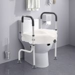 Adjustable Standing Frame Toilet Seat Raiser For Elder Safety & Disable With Arm