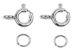 4 Piece Sterling Silver 5mm Bolt Rings Clasp  & 4mm Jump Rings Necklace Repair