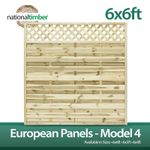 European Garden Fence Panel 6x6ft Omega Square Lattice Top Pressure Treated
