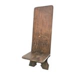 African Giraffe Stargazing Birthing Wooden Chair Hand Carved Stool Folk Art 