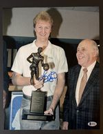 Larry Bird signed 11x14 autographed photo NBA MVP BAS Witnessed Authenticated