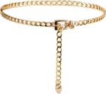 Metal Waist Chain Belt for Women Girls Adjustable Gold Body Chain Belt Chunky L