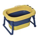 HOMCOM Toddlers 0-6 Years Collapsible Non-Slip Portable with Stool Baby Bathtub