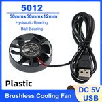 5cm 50x50x12mm DC 5V USB Cooler Black Round Silent Cooling Fan For 3D printers