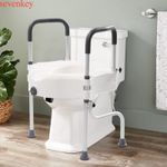 Adjustable Standing Frame Toilet Seat Raiser For Elder Safety & Disable With Arm