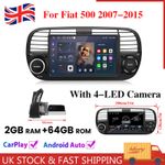 7'' For Fiat 500 2007-2015 Apple Carplay Android 15 Car Stereo Radio GPS Nav 64G