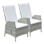 Oseasons Pack of 2 Lisbon Rattan Reclining Outdoor Dining Chair in Mixed Grey