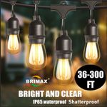 49FT-300FT Festoon Outdoor String Light Mains Powered S14 LED Bulbs Garden Light