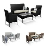 KEPLIN 4-Piece Rattan Garden Furniture Set Outdoor Lounger Sofa Stackable Chairs