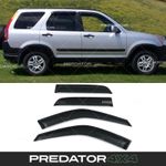 BLACK SMOKED FRONT BACK WIND DEFLECTORS DOOR VISORS FOR HONDA CR-V MK2 2001-2006