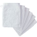 6 x Wash Mitts Premium Quality Cotton Flannel Face Mitt Glove Bath White