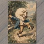 POSTCARD Dancing Moon Man Vintage Whimsy Happy Stroll Retro Fantasy Character
