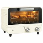 HOMCOM Mini Countertop Oven with Glass Door and Timer, Cream White