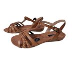 NEW WOMENS M&S UK 7 WIDE FIT TAN BROWN LEATHER T-BAR SLINGBACK SANDALS RRP £35