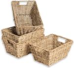 Vencier Seagrass Storage Baskets Set of 4 – Natural Hand-Woven Hampers /Organise