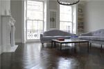 Sample: Parquet Oak Herringbone Dark Brown Brushed Oiled Flooring 15x3x120mm