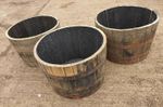 3 x Oak Whisky Half Barrel Ice Bucket Lily Pond Water Feature Watertight