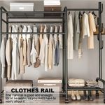 59" Heavy Duty Double Clothes Rail Rack Garment Hanging Stand Wardrobe Shelf UK