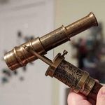 Solid Brass Telescope Design Antique Style Wooden Handle Walking Stick