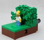 The Simpsons Homer Backing Into the Bushes Meme Building Block Toy Cartoon Model