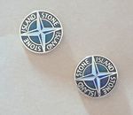 Set of 2 Stone Island pin badge  hooligan Black with white BLUE 13mm Casuals 