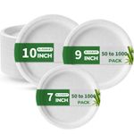 Rigid Disposable Paper Plates Bagasse Heavy-Duty Party Catering 7" 9" 10" Plate