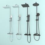 Bathroom Thermostatic Shower Mixer Twin head Exposed Valve Bar Set