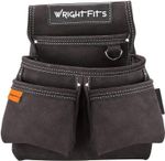 Leather Tool Pouch Heavy Duty Carpenters 4 Pocket Toolbelt 2 Hammer Loops Brown