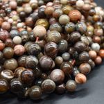 Petrified Wood Agate Round Beads - 4mm 6mm 8mm 10mm, for Jewellery Making
