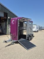 New Violet Cheval Liberte Touring Country Horse Trailer With Built in Tack Room.