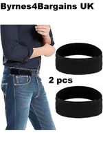 No Buckle Elastic Belt 2Pcs Black — Fits 1.5 Inch Belt Loops UK Seller