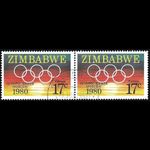 🇿🇼 ZIMBABWE 1980 :  17c. Olympic Games Moscow; Rings;  Pair (2) [SG596]