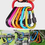 6X Heavy Duty Carabiner Clip Hook D_Ring Screw Lock Outdoor Rock Buckle Max 50KG