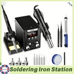 700W 2 in 1 Soldering Iron Station Hot Air Gun Desoldering Rework LED Digital UK