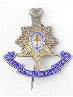 WW1 1915 Hallmarked Solid Silver Royal Sussex Regiment Enamel Sweetheart Brooch